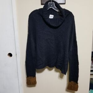 John & Jenn Cowl Sweater Large Black Rust Cozy Urban
